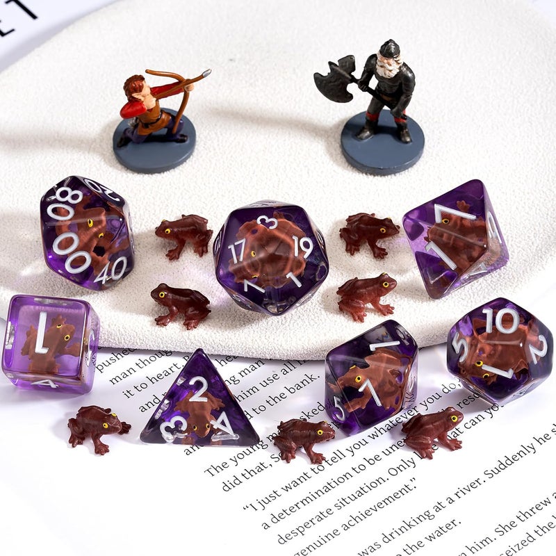 weyano Resin D&D Dice Set, Brown Frog DND Animal Polyhedral Dice for Dungeons and Dragons, RPG, MTG DND 7-DIE (D4, D6, D8, D10, D12, D20, D%) - Image 5